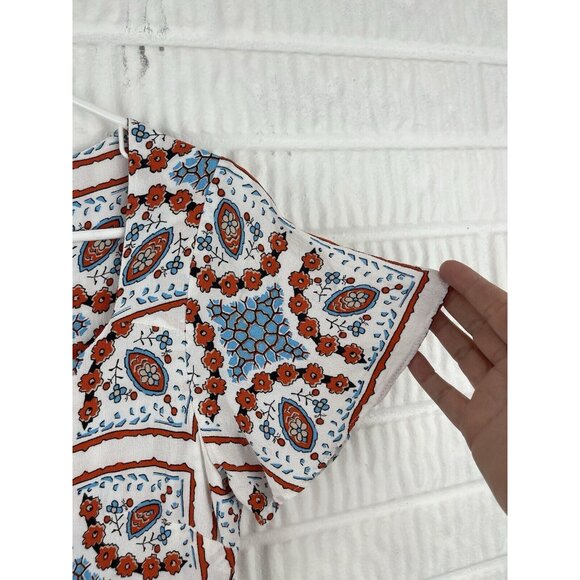 Anthropologie Maeve Dress Size 2 Praslin Button Front Print Flutter Sleeve - Picture 6 of 12